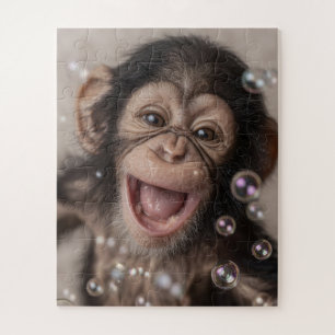 Extreme Close-Up of Happy Baby Chimpanzee Jigsaw Puzzle