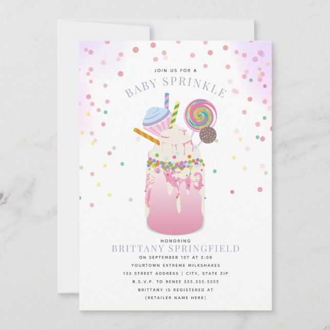 Extreme Crazy Milkshake Girl Baby Shower Sprinkle  Invitation (Front)