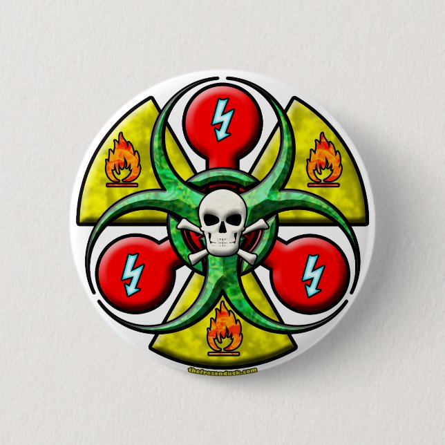 Extreme Danger Warning 2 Inch Round Button (Front)