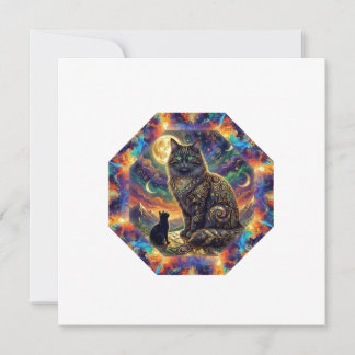 Extreme Fantasy Image of 2 Cats In Sci Fi Setting Invitation