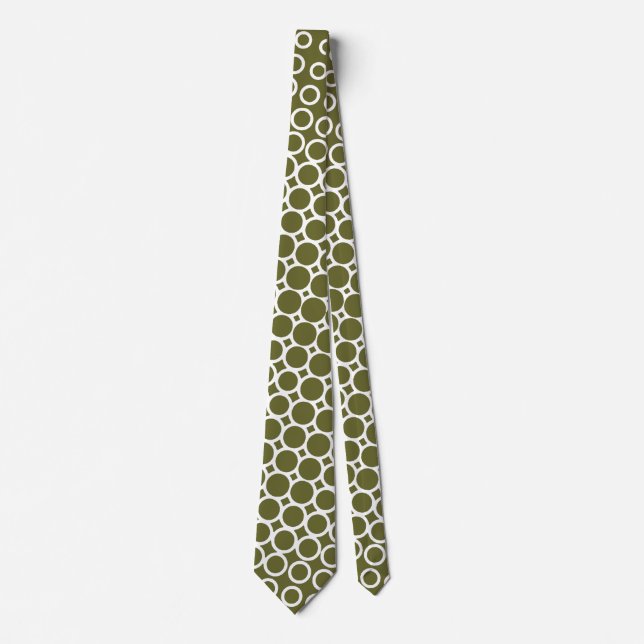 Extreme Halftone - Dp Olive on White Tie (Front)