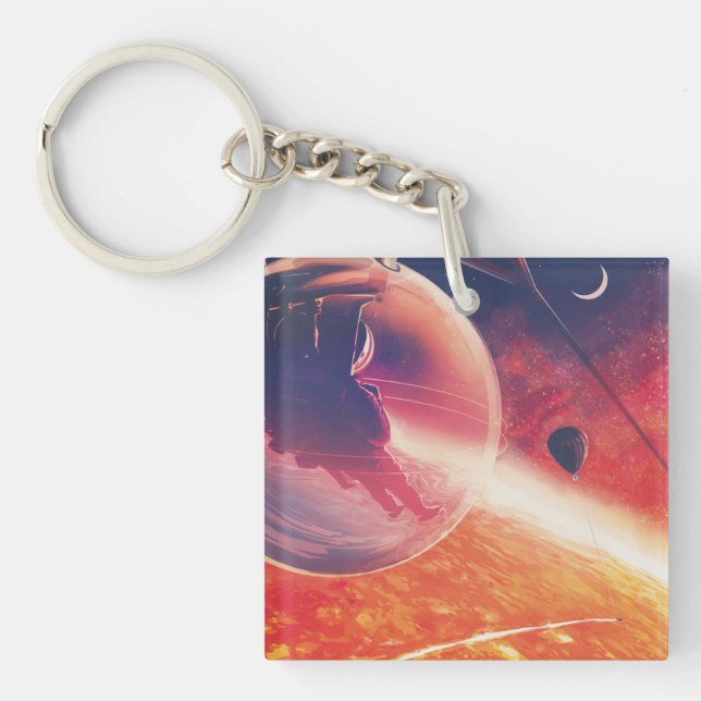 Extreme Hot Air Balloon on Volcanic Hellscape Keychain (Front)