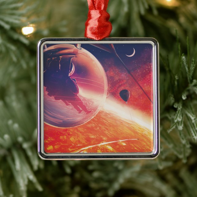 Extreme Hot Air Balloon on Volcanic Hellscape Metal Ornament (Tree)