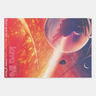 Extreme Hot Air Balloon on Volcanic Hellscape Wrapping Paper Sheet