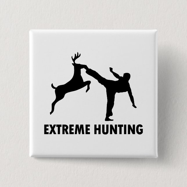 Extreme Hunting Deer Karate Kick 2 Inch Square Button (Front)