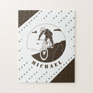 Extreme Mountain Biking Cycling Star Cyclist Name  Jigsaw Puzzle