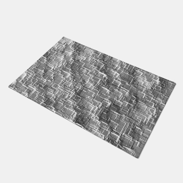 Extreme overlay mess of grey embossed squares doormat (Angled)