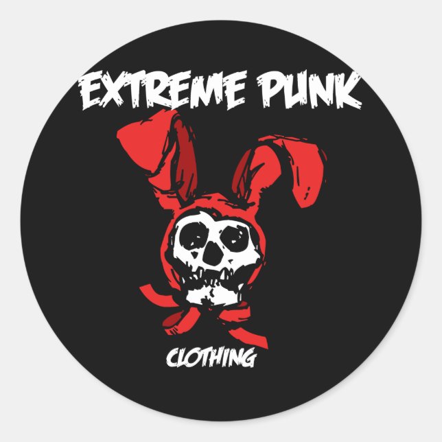 Extreme Punk Rabbit Skull Classic Round Sticker (Front)