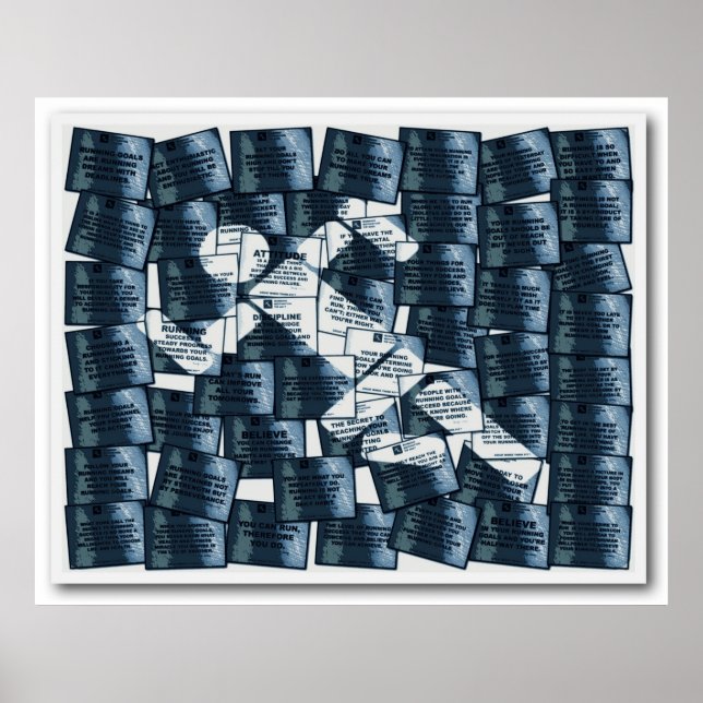 Extreme Running Motivation Posterized in Blue Poster (Front)