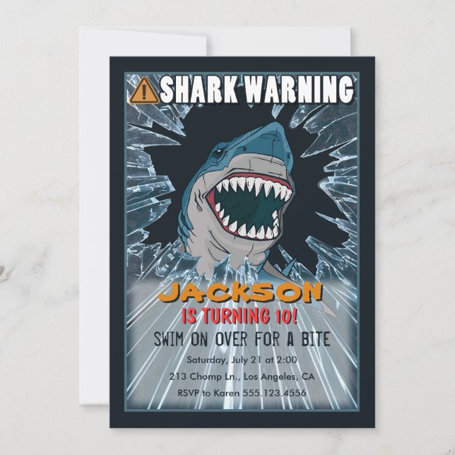 Extreme Shark Boys Invitation de fête d'anniversai (Devant)