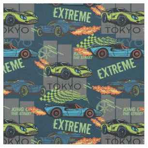 Extreme Tokyo Street Racing Pattern Fabric