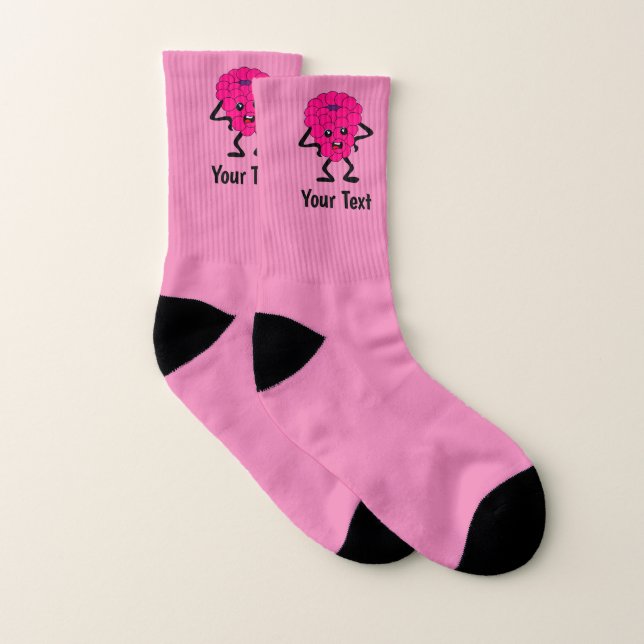 Extremely Cross Raspberry funny angry fruit custom Socks (Pair)