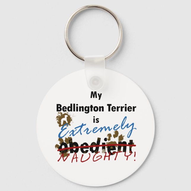 Extremely Naughty Bedlington Terrier Keychain (Front)