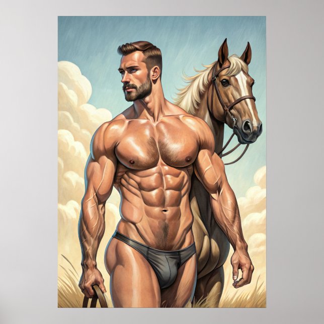 Extremelyhot dude with a horse poster (Front)