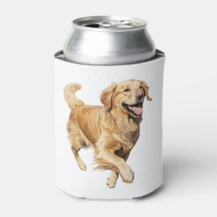 Exuberant Golden Retriever Playtime - Dynamic Dog Can Cooler