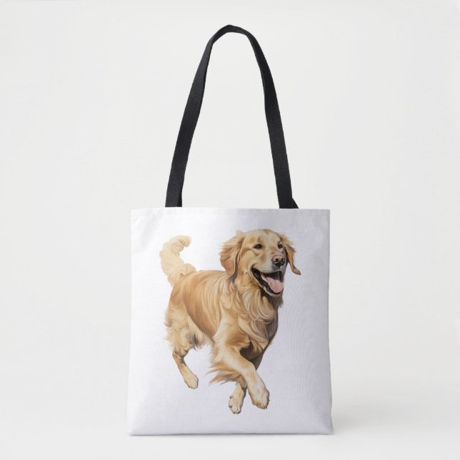 Exuberant Golden Retriever Playtime - Dynamic Dog  Tote Bag (Front)