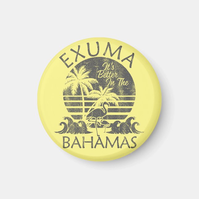 Exuma Bahamas Magnet Vacation Cruise Retro Beach (Front)