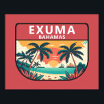 Exuma Bahamas Retro Emblem Poster<br><div class="desc">Exuma vector art design. The largest of the cays is Great Exuma,  which is 37 mi in length and joined to another island,  Little Exuma,  by a small bridge.</div>