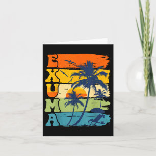 Exuma Bahamas Retro Palm Tree Beach Summer Vacatio Card