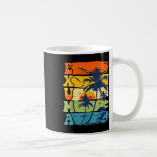 Exuma Bahamas Retro Palm Tree Beach Summer Vacatio Coffee Mug