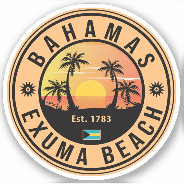 Exuma Bahamas Retro Sunset Vintage Souvenirs (Front)