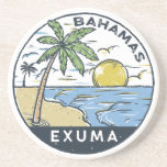 Exuma Bahamas Vintage Coaster<br><div class="desc">Exuma vector art design. The largest of the cays is Great Exuma, which is 37 mi in length and joined to another island, Little Exuma, by a small bridge.</div>