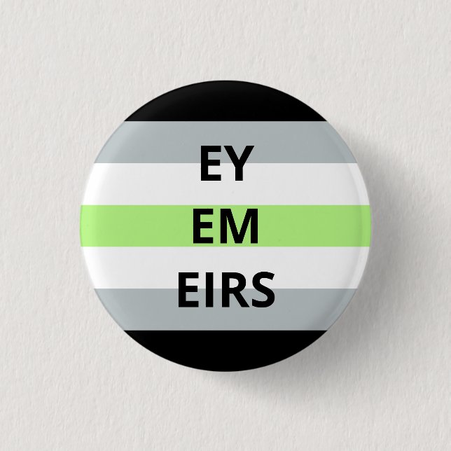 Ey/Em/Eirs Pronouns Agender Badge 1 Inch Round Button (Front)