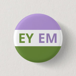 Ey/Em Pronouns Genderqueer Flag Badge 1 Inch Round Button