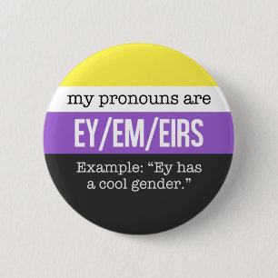 Ey/Em Pronouns – Nonbinary Flag 2 Inch Round Button