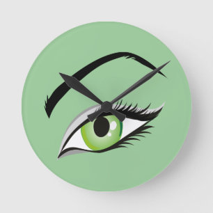 eye-149673 BEAUTY FASHION MAKEUP SALON  eye, green Round Clock