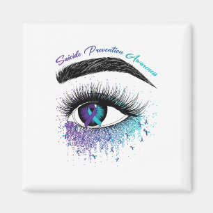 Eye &amp; Teal Purple Ribbon Suicide Prevention Aw Magnet