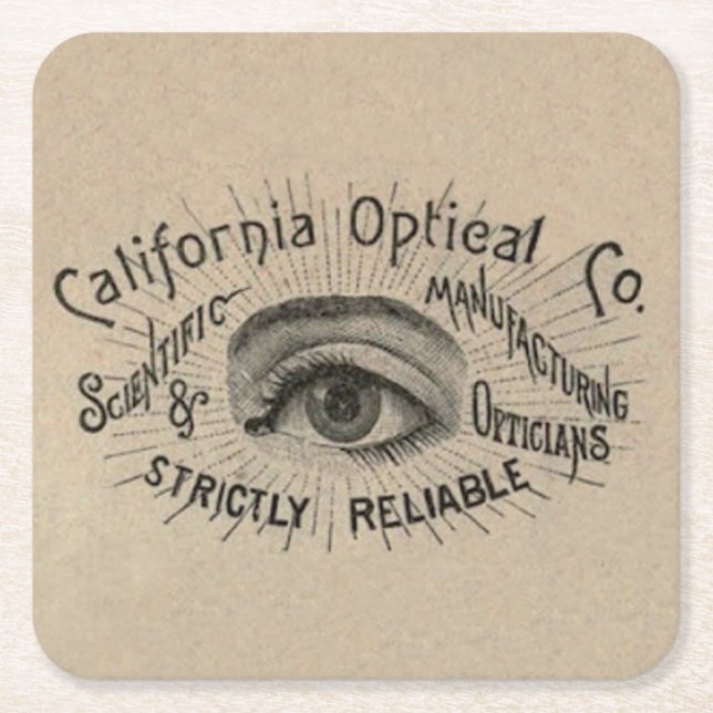 Eye Antique Advertising Optical Square Paper Coaster (Front)