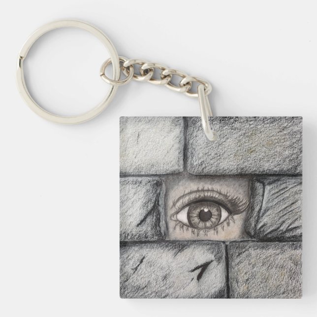 "Eye Behind Wall" Keychain (Front)