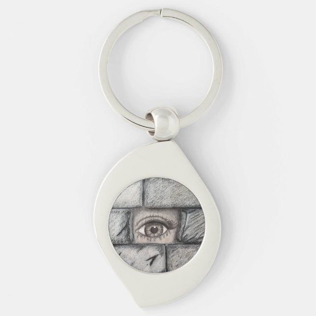 "Eye Behind Wall" Keychain (Front)