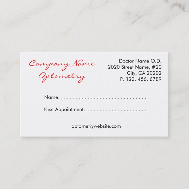 Eye Boutique Appointment Card (Front)