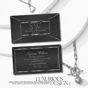 Eye Catcher Black Snake Silver Decor with Monogram Business Card