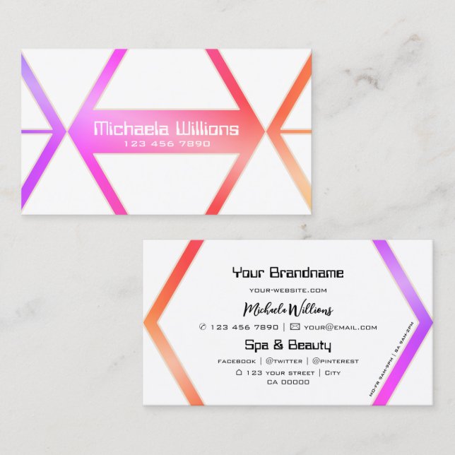 Eye Catcher Colourful with White Geometric Stylish Business Card (Front/Back)
