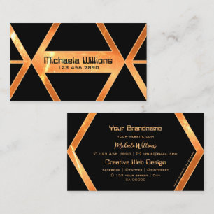 Eye Catcher Shimmery Coral Orange Black Geometric Business Card