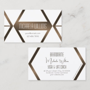 Eye Catcher White Geometric Brown Shimmer Modern Business Card