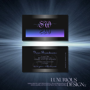 Eye Catching Black Blue Shimmer with Chic Initials Business Card