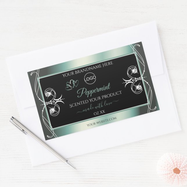 Eye Catching Black Mint Teal Product Labels Logo (Envelope)