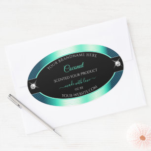 Eye Catching Black Teal Brilliants Product Label