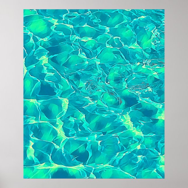 Eye-Catching Blue Green Pattern Poster (Front)