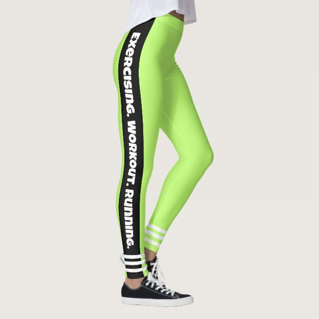 Eye catching bright green neon Exercising Workout Leggings (Right)