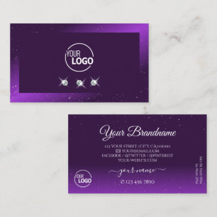 Eye Catching Dark Purple Sparkle Diamonds Add Logo Business Card