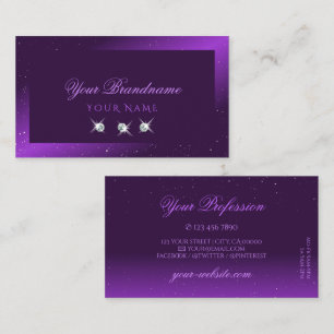 Eye Catching Dark Purple Sparkle Diamonds Stylish Business Card