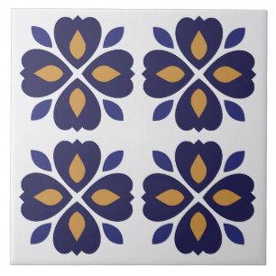 Eye catching floral Azulejos Portuguese navy blue  Tile