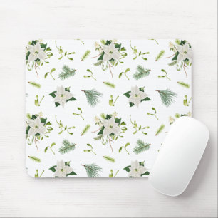 Eye Catching Floral Pattern White Mouse Pad