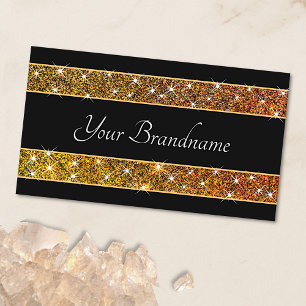 Eye Catching Glamourous Glitter Sparkly Stars Blac Business Card