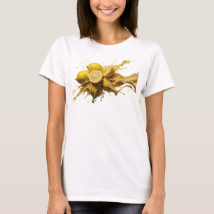 Eye-Catching Gold Abstract Lemons Trendy Tee